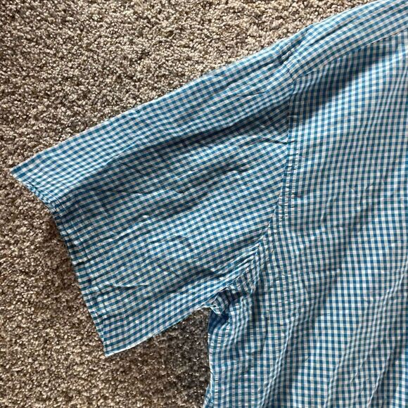 Ralph Lauren Shirt Adult 2XB Blue White Check Cotton Button Up Yellow Pony Logo - Picture 5 of 13